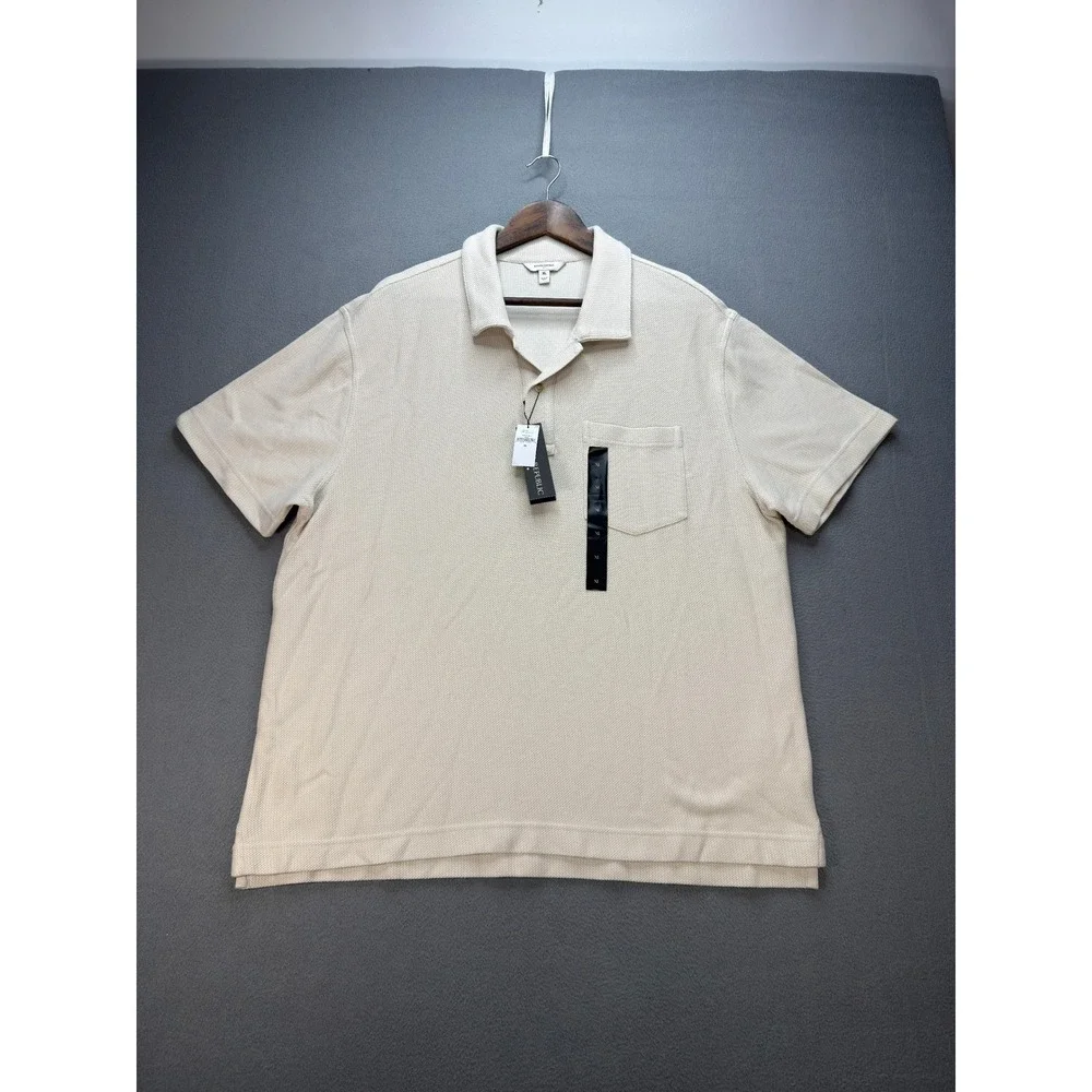 Banana Republic Summer Texture Transition Polo Shirt Regular XL Cream Cotton